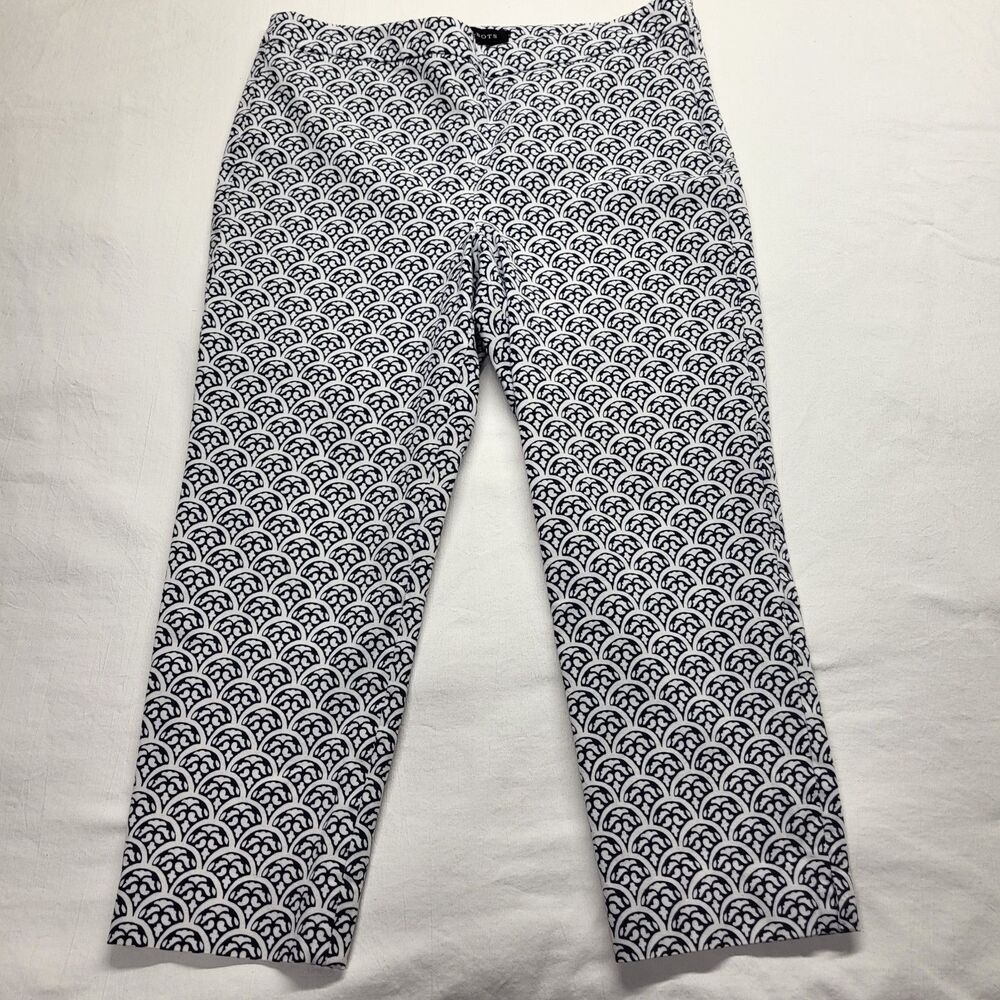 Talbots Chatham Crop Pants Size 10 Geo Print Cotton Stretch Summer Preppy